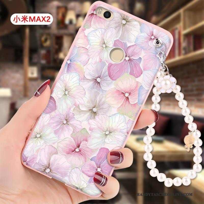 Hülle Mi Max 2 Prägung Handyhüllen Mini, Case Mi Max 2 Schutz Hängende Verzierungen Rosa