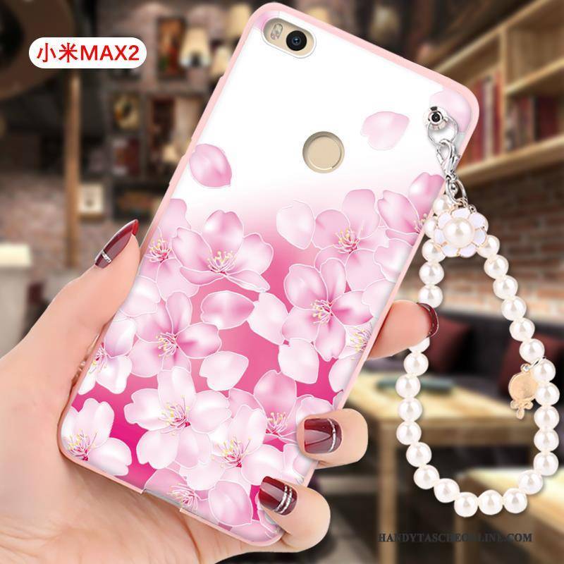 Hülle Mi Max 2 Prägung Handyhüllen Mini, Case Mi Max 2 Schutz Hängende Verzierungen Rosa