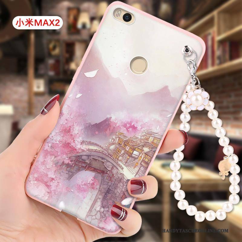 Hülle Mi Max 2 Prägung Handyhüllen Mini, Case Mi Max 2 Schutz Hängende Verzierungen Rosa