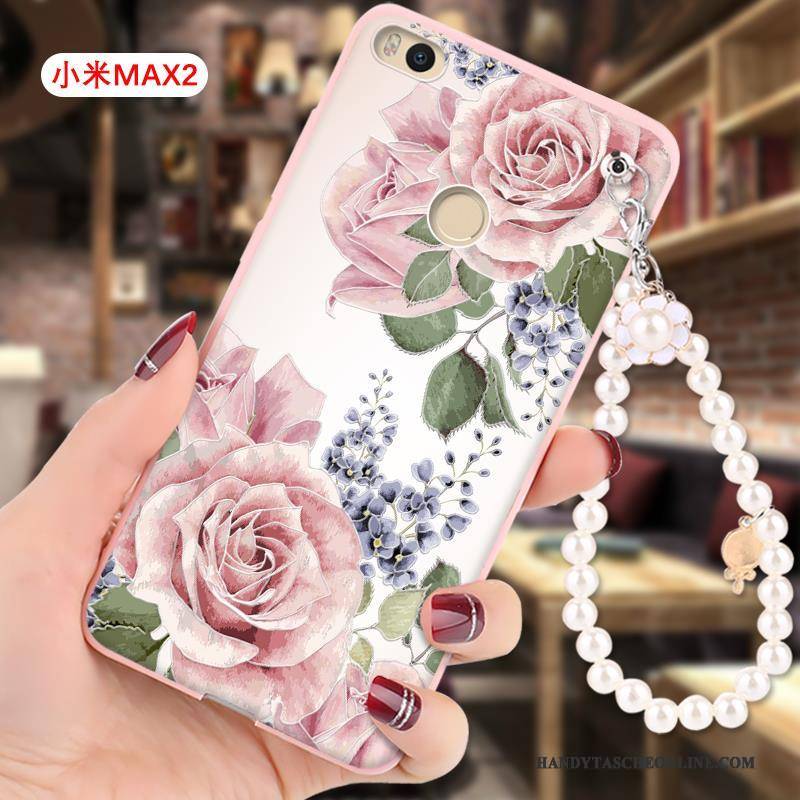 Hülle Mi Max 2 Prägung Handyhüllen Mini, Case Mi Max 2 Schutz Hängende Verzierungen Rosa