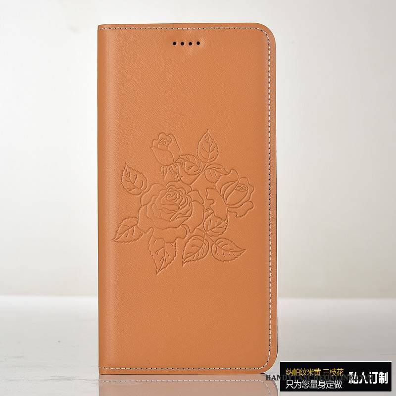 Hülle Mi Mix 2 Folio Khaki Prägung, Case Mi Mix 2 Lederhülle Mini Handyhüllen