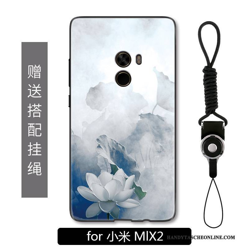 Hülle Mi Mix 2 Mode Grau Hängende Verzierungen, Case Mi Mix 2 Retro Weiß Chinesische Art