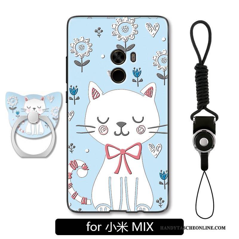 Hülle Mi Mix 2 Prägung Katzen Nette, Case Mi Mix 2 Schutz Hängende Verzierungen Blau