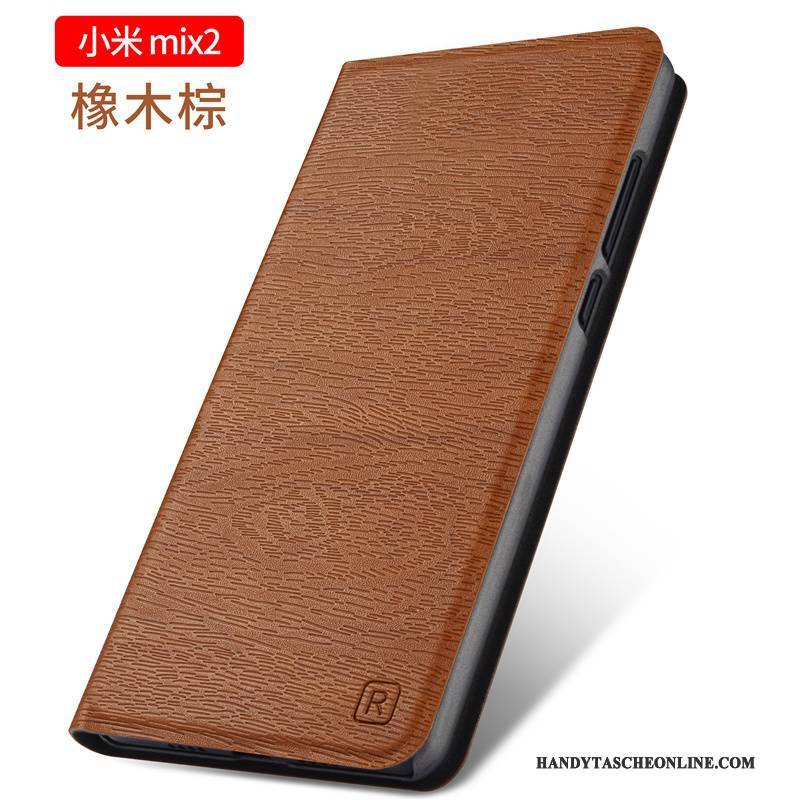 Hülle Mi Mix 2 Taschen Handyhüllen Anti-sturz, Case Mi Mix 2 Lederhülle Gold Mini