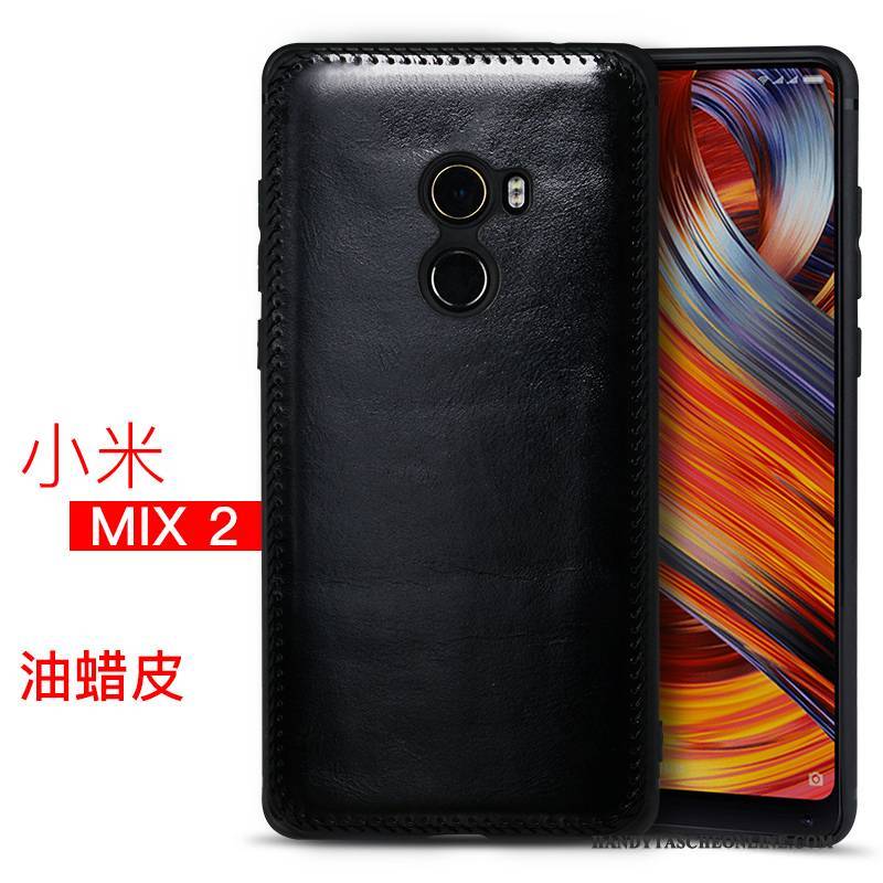 Hülle Mi Mix 2 Taschen Mini Handyhüllen, Case Mi Mix 2 Leder Schwarz Persönlichkeit