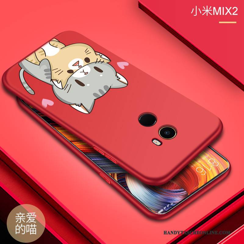 Hülle Mi Mix 2 Weiche Handyhüllen Nubuck, Case Mi Mix 2 Silikon Mini Rot