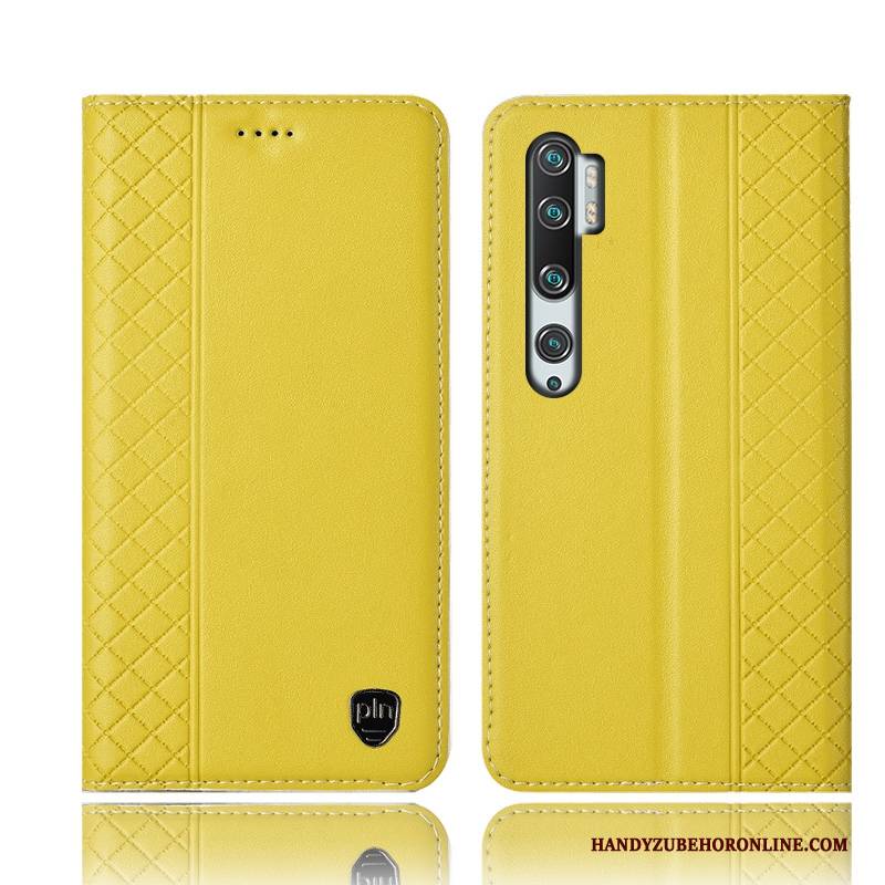 Hülle Mi Note 10 Schutz Kariert Gelb, Case Mi Note 10 Taschen Handyhüllen Mini