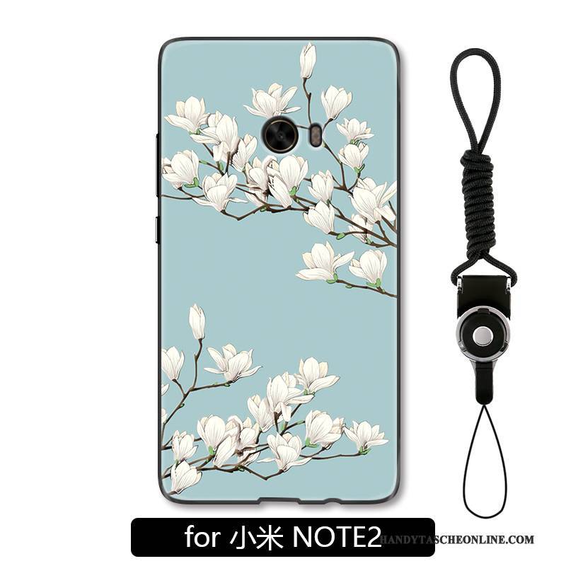 Hülle Mi Note 2 Prägung Blumen Handyhüllen, Case Mi Note 2 Mode Blau Anti-sturz