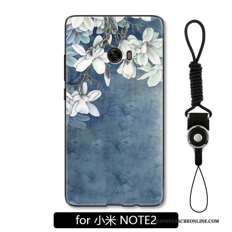 Hülle Mi Note 2 Prägung Blumen Handyhüllen, Case Mi Note 2 Mode Blau Anti-sturz