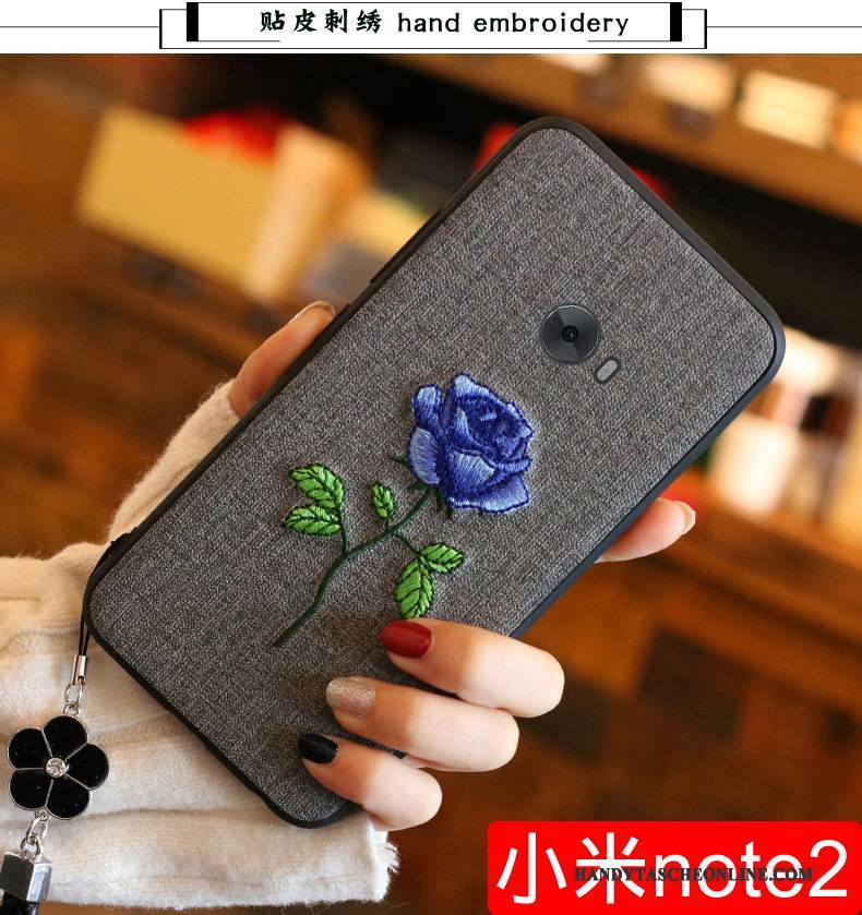 Hülle Mi Note 2 Silikon Mini Stickerei, Case Mi Note 2 Weiche Rot Blumen