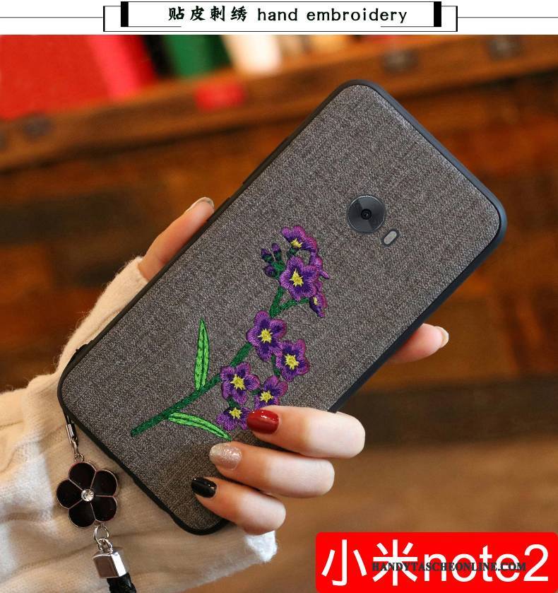 Hülle Mi Note 2 Silikon Mini Stickerei, Case Mi Note 2 Weiche Rot Blumen