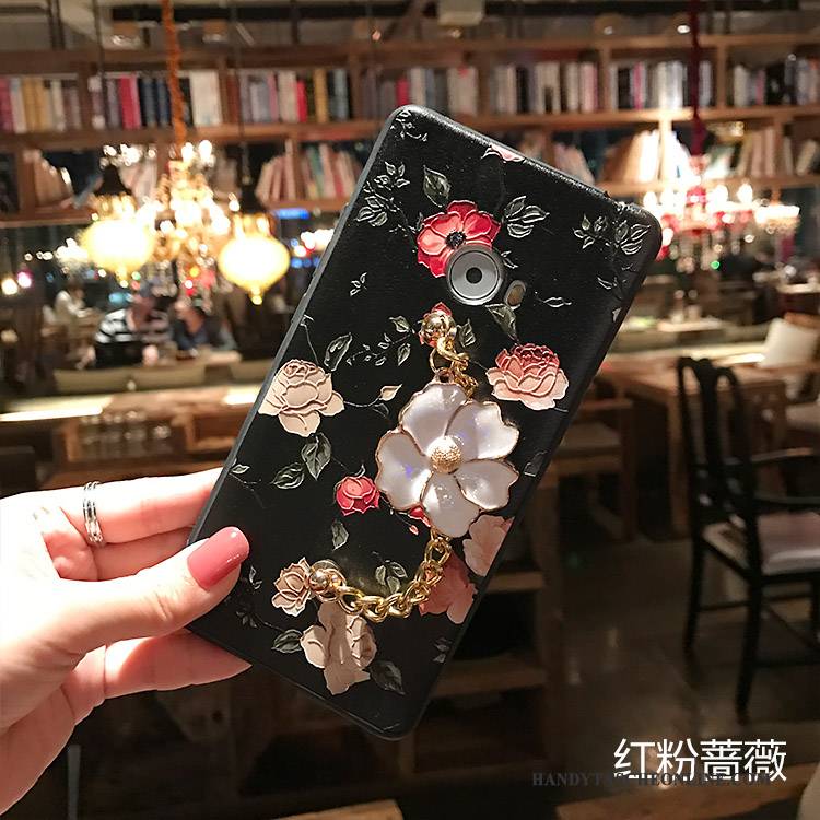 Hülle Mi Note 2 Weiche Schwarz Handyhüllen, Case Mi Note 2 Farbe Nubuck Blumen