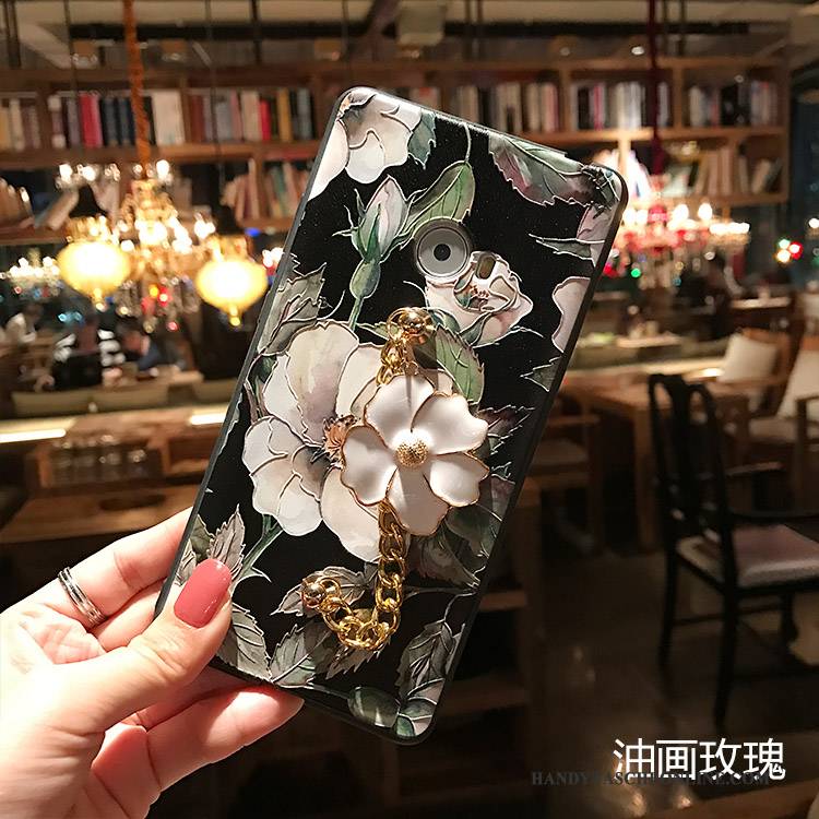 Hülle Mi Note 2 Weiche Schwarz Handyhüllen, Case Mi Note 2 Farbe Nubuck Blumen