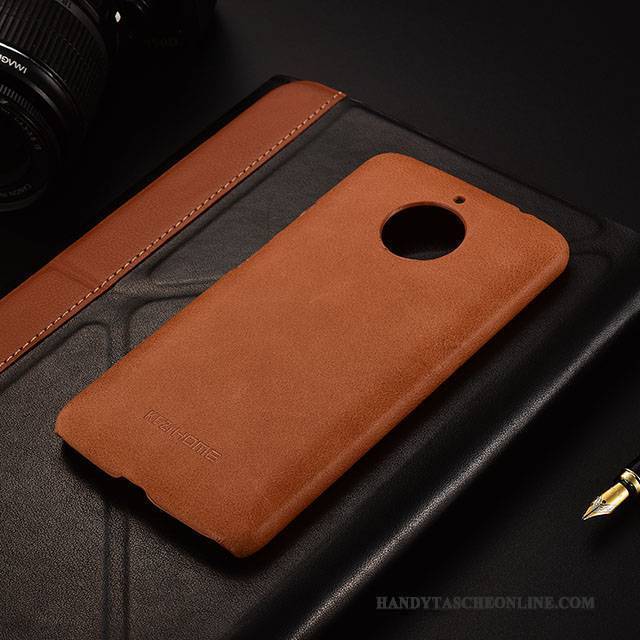 Hülle Moto E4 Plus Leder Braun Schlank, Case Moto E4 Plus Schutz Handyhüllen