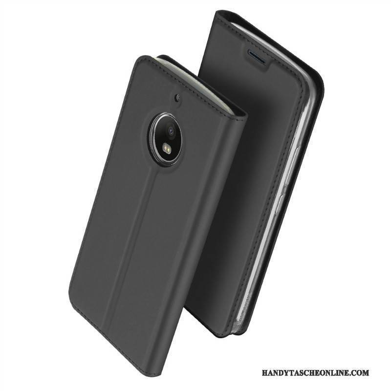 Hülle Moto E4 Plus Lederhülle Anti-sturz Karte, Case Moto E4 Plus Folio Grün Business