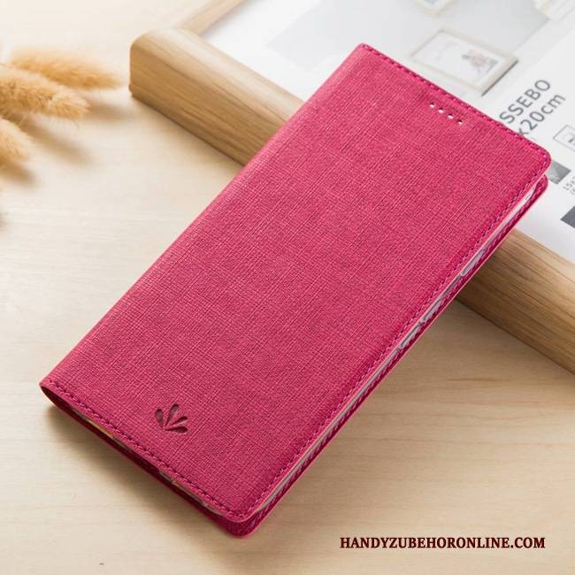 Hülle Moto E6 Plus Folio Rot Magnetismus, Case Moto E6 Plus Lederhülle Business Muster