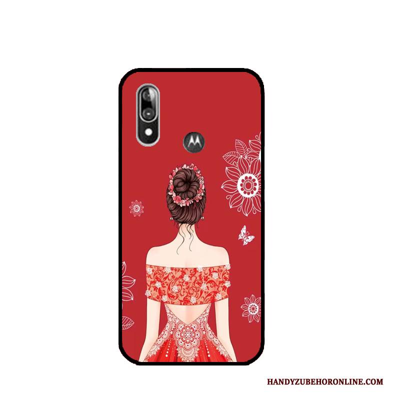 Hülle Moto E6 Plus Karikatur Rot Handyhüllen, Case Moto E6 Plus Schutz Trend Persönlichkeit