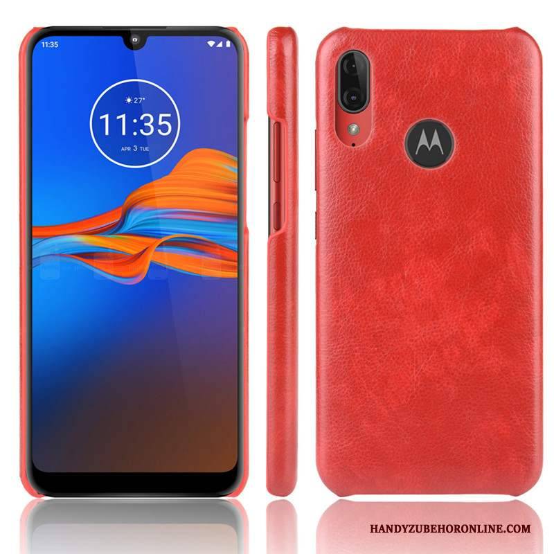 Hülle Moto E6 Plus Leder Rot Qualität, Case Moto E6 Plus Schutz