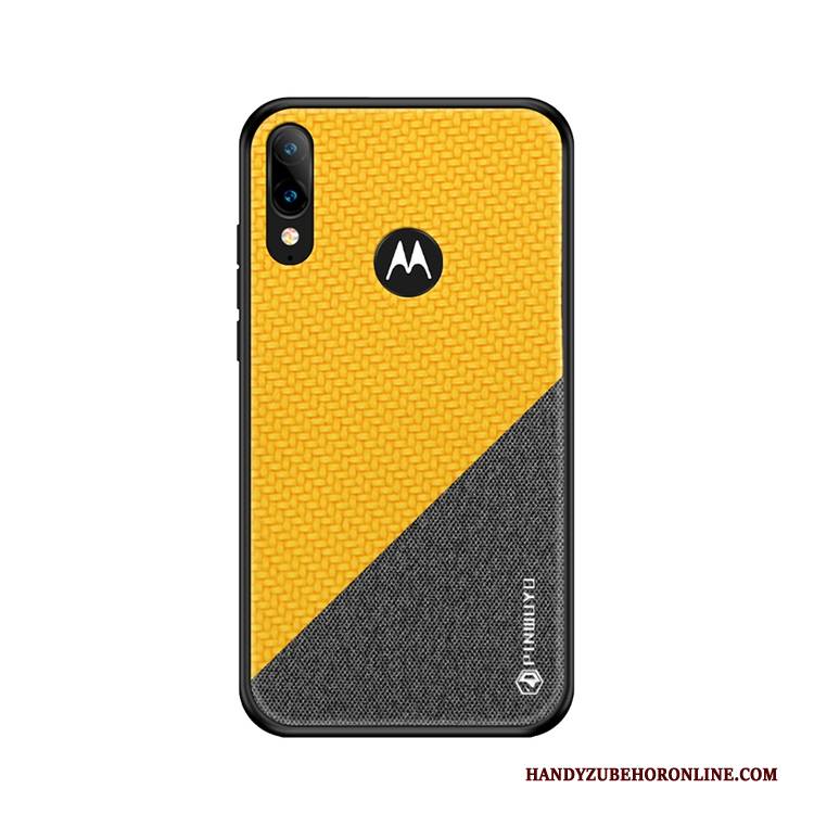 Hülle Moto E6 Plus Taschen Anti-sturz Muster, Case Moto E6 Plus Stoff Gelb