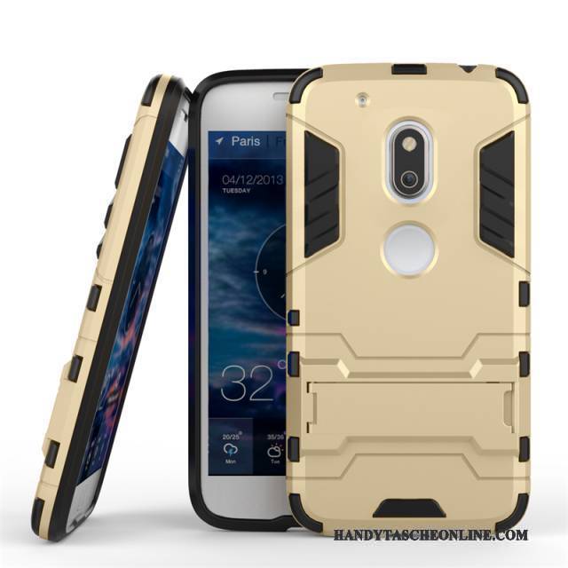 Hülle Moto G4 Play Halterung Doppelter Rock Anti-sturz, Case Moto G4 Play Schutz Handyhüllen Gold