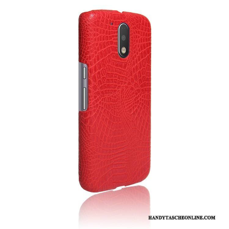 Hülle Moto G4 Play Leder Rot Anti-sturz, Case Moto G4 Play Schutz Qualität Schwer