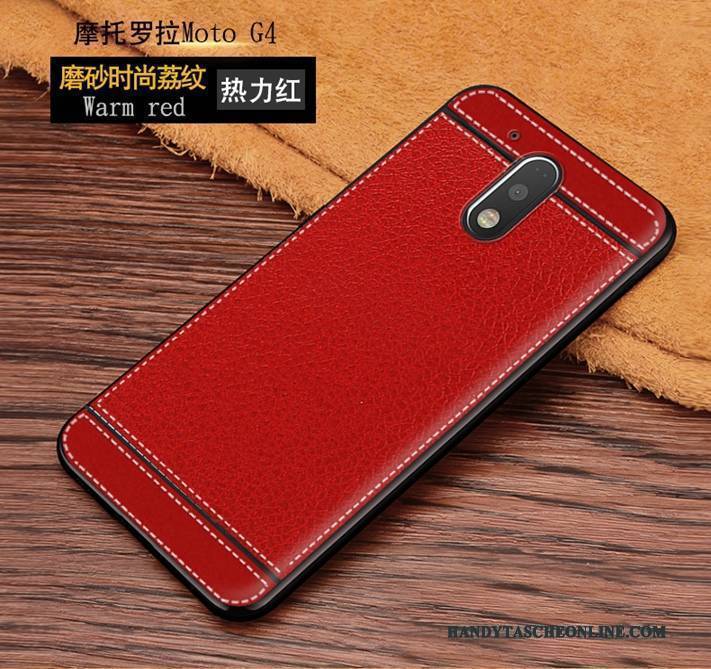 Hülle Moto G4 Play Taschen Rot Handyhüllen, Case Moto G4 Play Leder Nubuck Anti-sturz