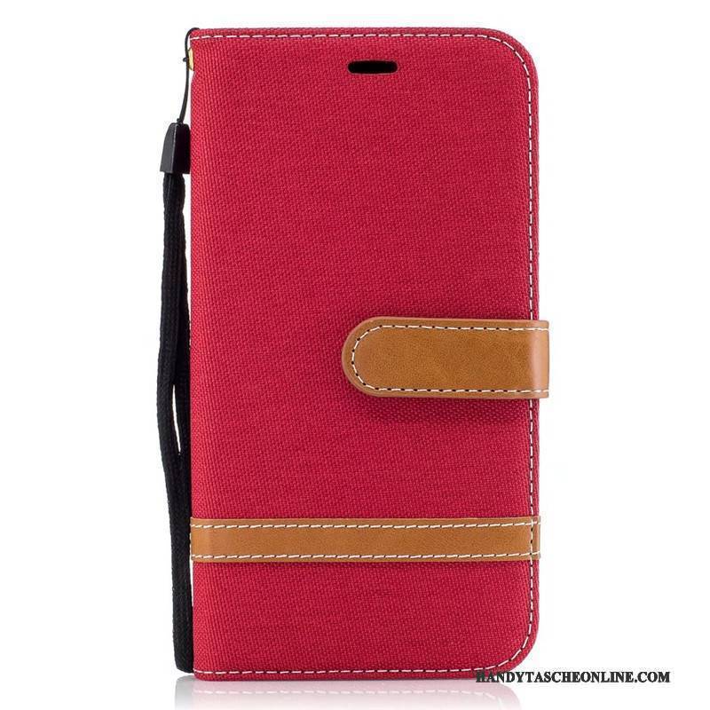 Hülle Moto G5 Folio Denim Trend, Case Moto G5 Geldbörse Rot