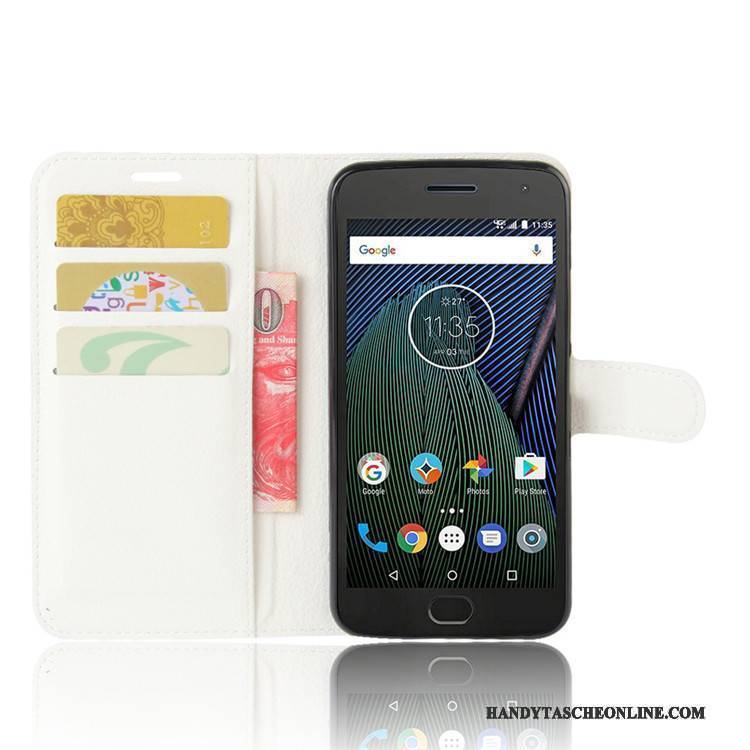 Hülle Moto G5 Geldbörse Hellblau Karte, Case Moto G5 Lederhülle