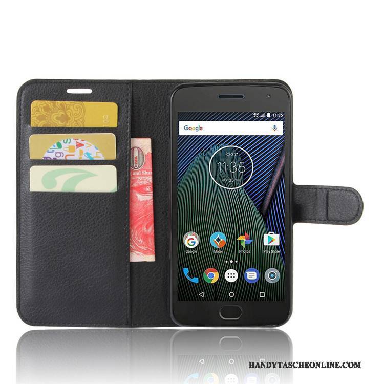 Hülle Moto G5 Geldbörse Hellblau Karte, Case Moto G5 Lederhülle