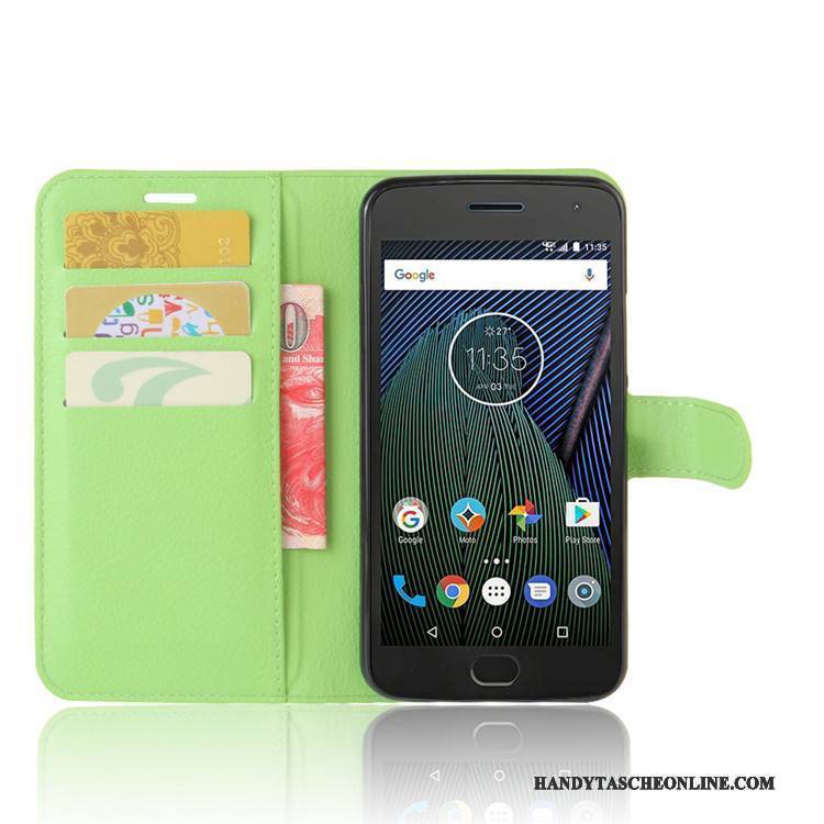 Hülle Moto G5 Geldbörse Hellblau Karte, Case Moto G5 Lederhülle