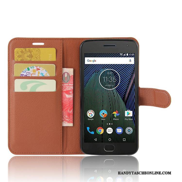 Hülle Moto G5 Geldbörse Hellblau Karte, Case Moto G5 Lederhülle