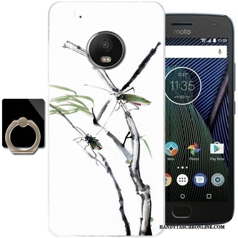 Hülle Moto G5 Plus Taschen Tinte Schwarz, Case Moto G5 Plus Weiche Wind Handyhüllen