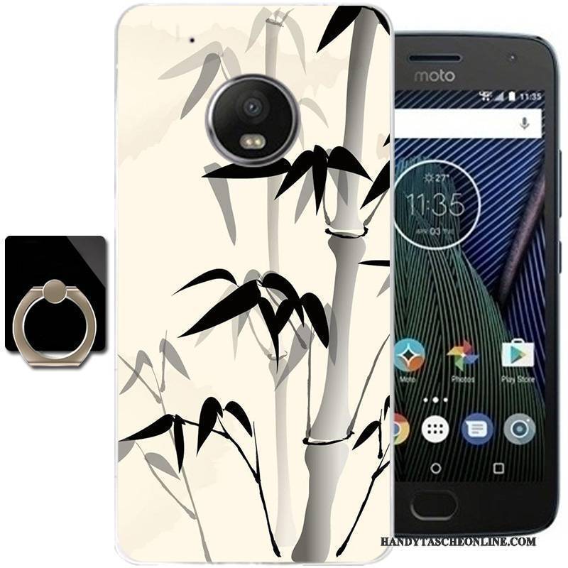 Hülle Moto G5 Plus Taschen Tinte Schwarz, Case Moto G5 Plus Weiche Wind Handyhüllen