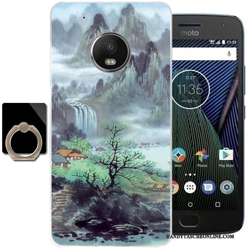 Hülle Moto G5 Plus Taschen Tinte Schwarz, Case Moto G5 Plus Weiche Wind Handyhüllen