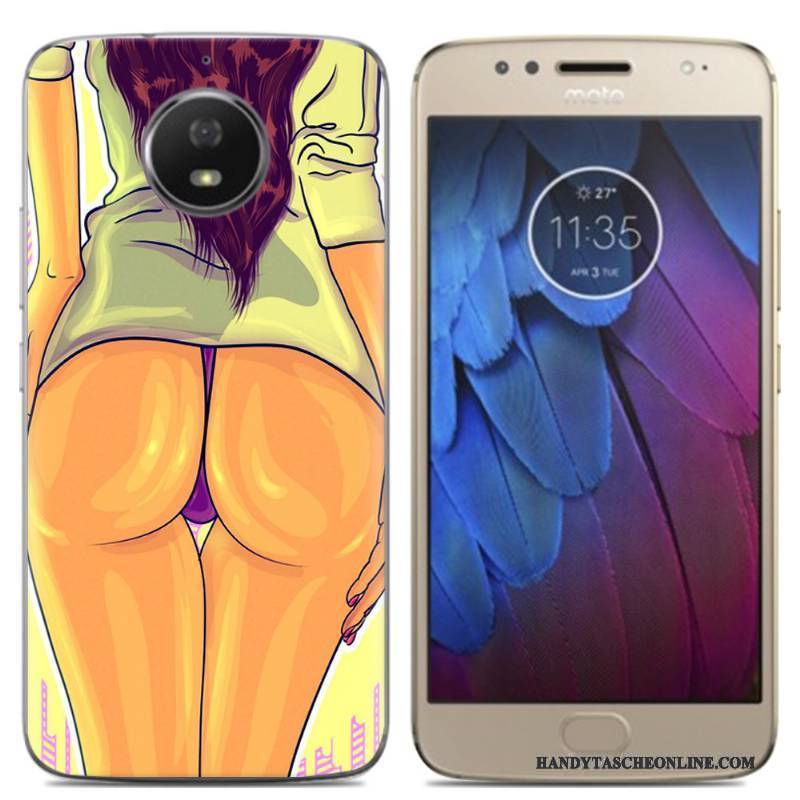 Hülle Moto G5s Karikatur Handyhüllen Rosa, Case Moto G5s Taschen Anti-sturz