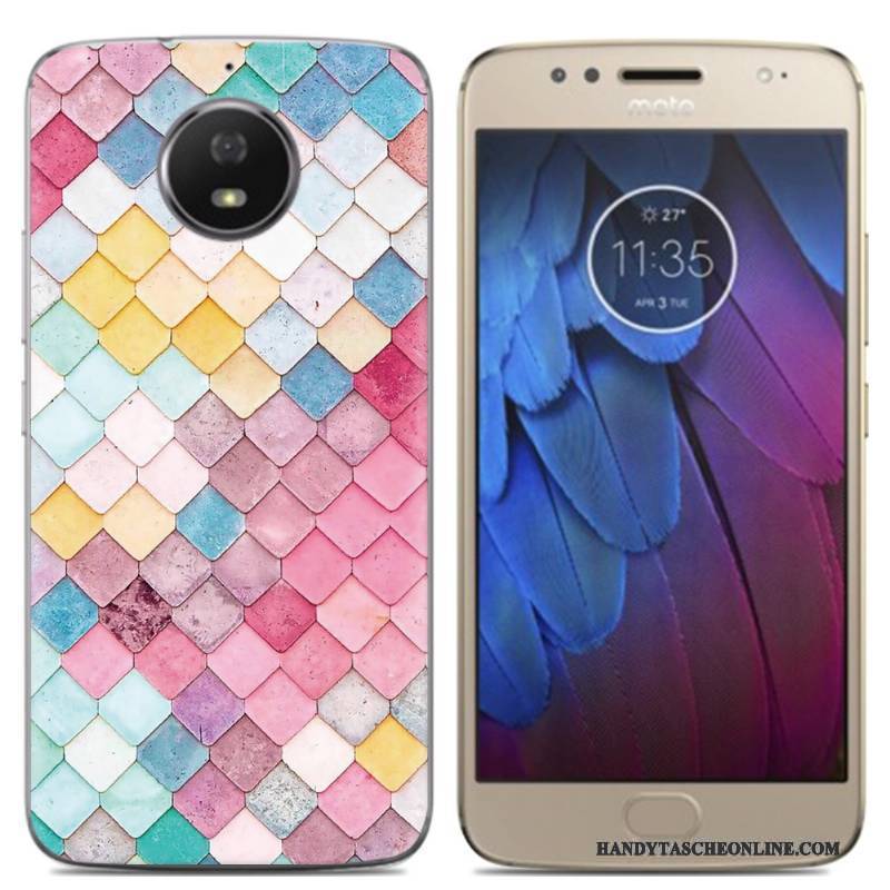 Hülle Moto G5s Karikatur Handyhüllen Rosa, Case Moto G5s Taschen Anti-sturz