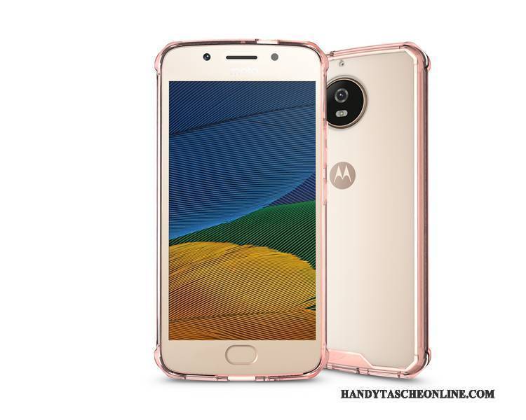 Hülle Moto G5s Plus Taschen Einfach Anti-sturz, Case Moto G5s Plus Schutz Transparent Rot