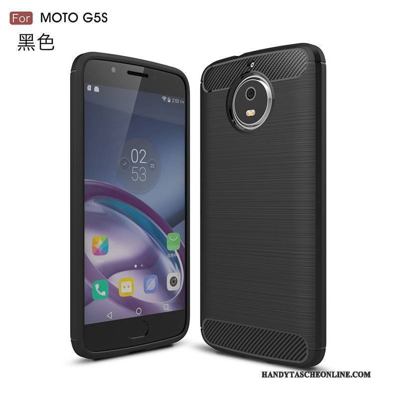 Hülle Moto G5s Schutz Trend Handyhüllen, Case Moto G5s Silikon Schwarz Seide