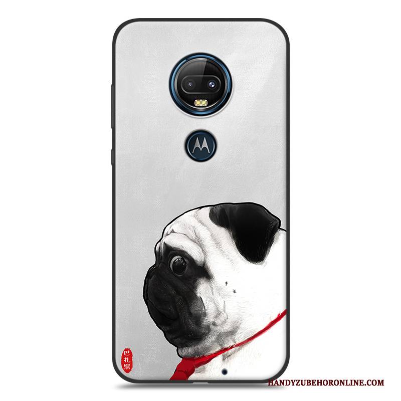 Hülle Moto G7 Karikatur Gelb Nubuck, Case Moto G7 Silikon Handyhüllen Schwarz