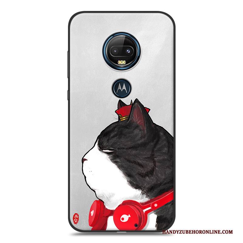 Hülle Moto G7 Karikatur Gelb Nubuck, Case Moto G7 Silikon Handyhüllen Schwarz