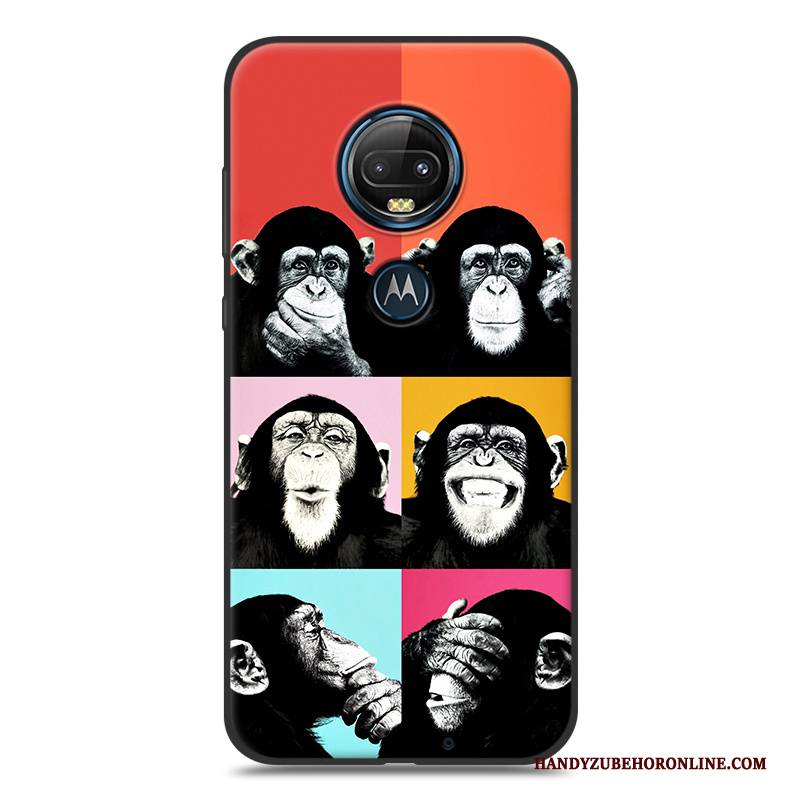 Hülle Moto G7 Karikatur Gelb Nubuck, Case Moto G7 Silikon Handyhüllen Schwarz