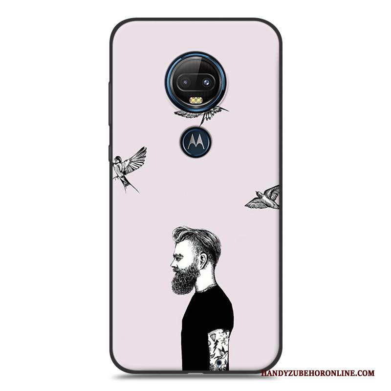 Hülle Moto G7 Karikatur Gelb Nubuck, Case Moto G7 Silikon Handyhüllen Schwarz