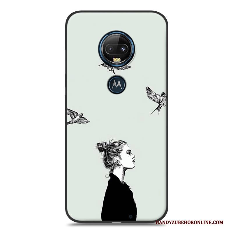 Hülle Moto G7 Karikatur Gelb Nubuck, Case Moto G7 Silikon Handyhüllen Schwarz