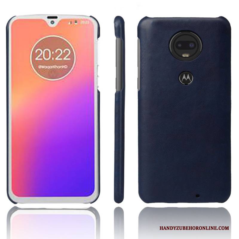 Hülle Moto G7 Leder Business Rot, Case Moto G7 Retro Qualität Persönlichkeit