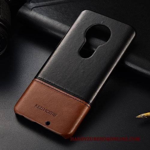 Hülle Moto G7 Play Leder Mischfarben Handyhüllen, Case Moto G7 Play Schutz Khaki