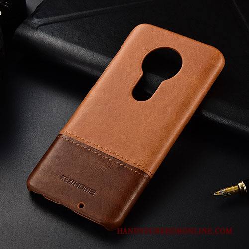 Hülle Moto G7 Play Leder Mischfarben Handyhüllen, Case Moto G7 Play Schutz Khaki