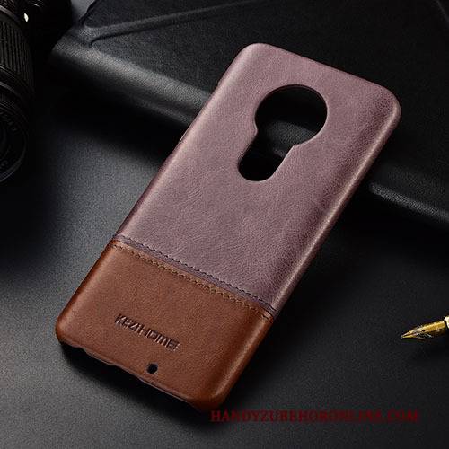 Hülle Moto G7 Play Leder Mischfarben Handyhüllen, Case Moto G7 Play Schutz Khaki