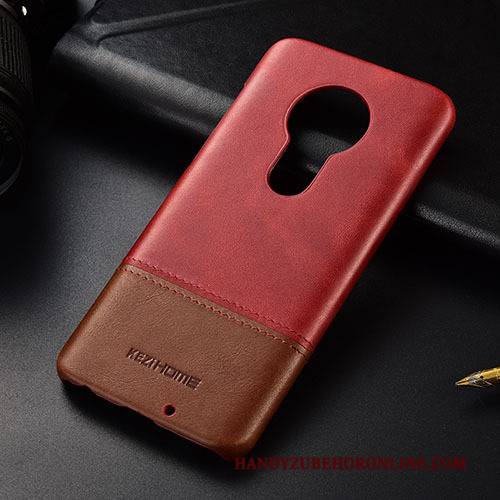 Hülle Moto G7 Play Leder Mischfarben Handyhüllen, Case Moto G7 Play Schutz Khaki