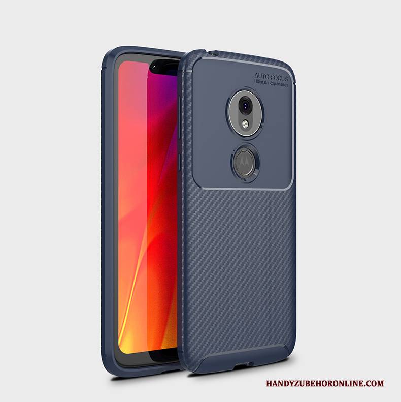 Hülle Moto G7 Play Weiche Blau Anti-sturz, Case Moto G7 Play Silikon Faser Handyhüllen