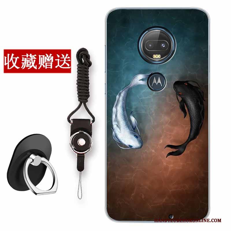 Hülle Moto G7 Plus Retro Anti-sturz Handyhüllen, Case Moto G7 Plus Mode Weiß Chinesische Art